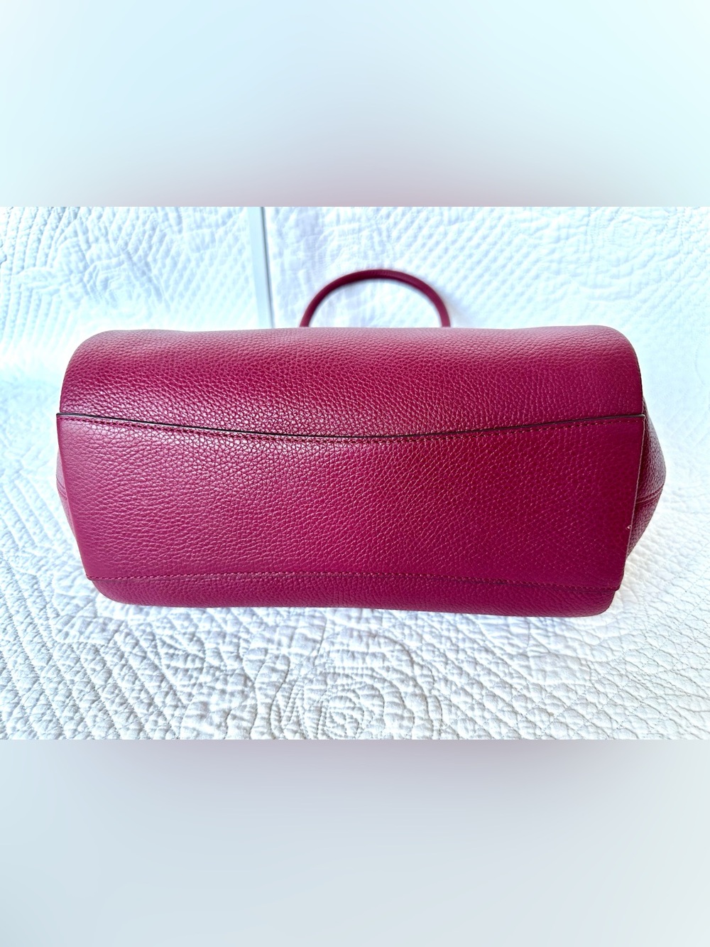 Coach Pebbled Leather Satchel in Raspberry Pink with Gold Hardware - Picture 5 of 9